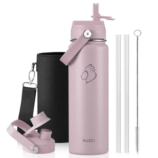 Buzio Duet Series Water Bottle with 2 Lids and Sleeve 700ML - Purple